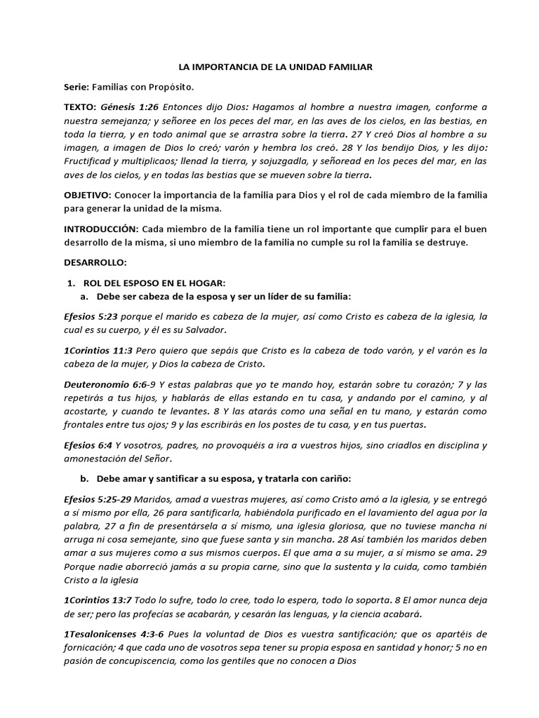 Rol y Unidad en la Familia Cristiana | PDF