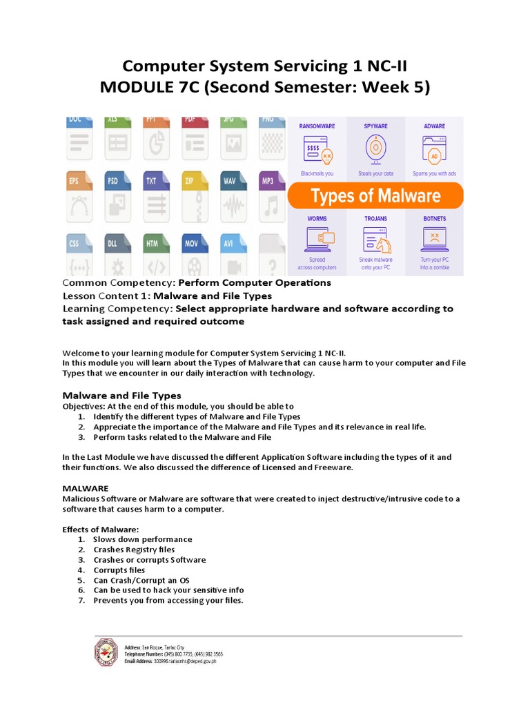Computer System Servicing 1 NC-II MODULE 7C (Second Semester: Week 5 ...