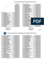 General Practitioners (GP) Selected Candidate List For Exam: No. Full Name Sex Remark