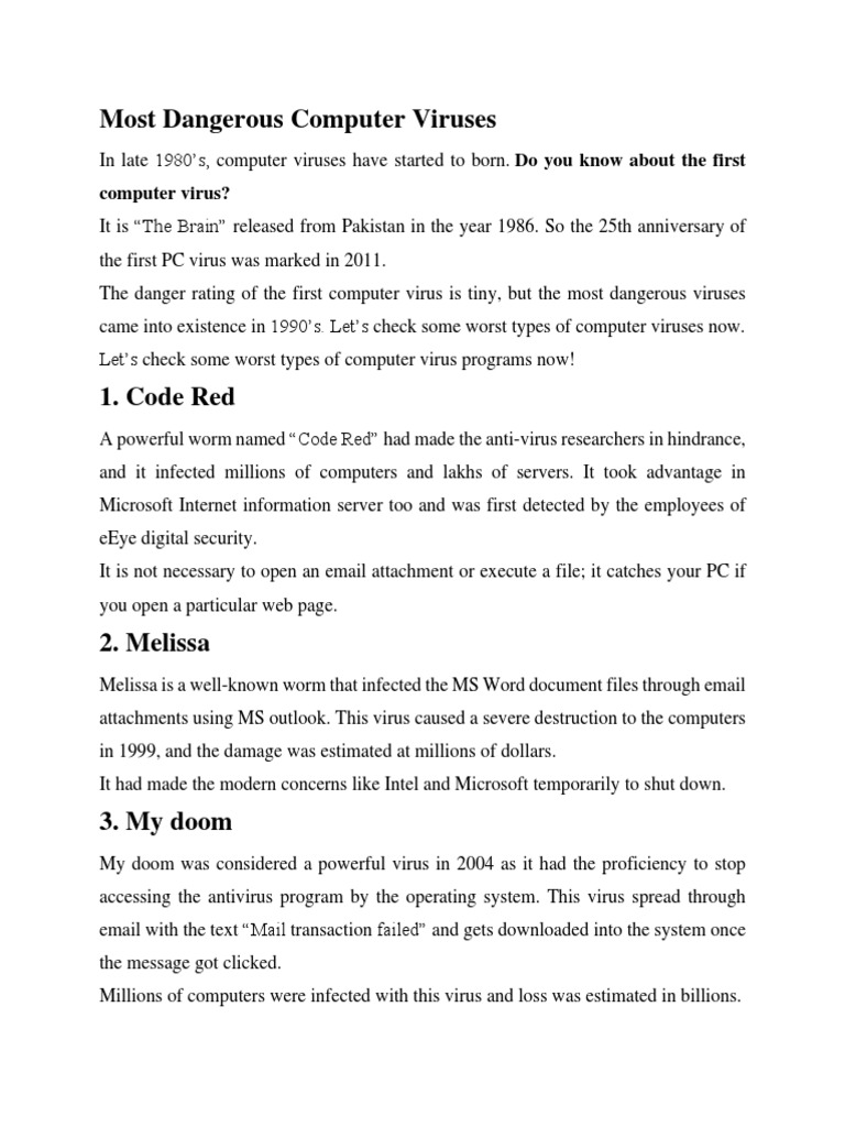 Most Dangerous Computer Viruses | PDF | Computer Virus | Ransomware