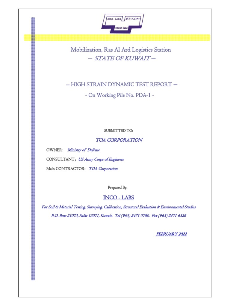 PDA Sample Report | PDF | Deep Foundation | Hammer