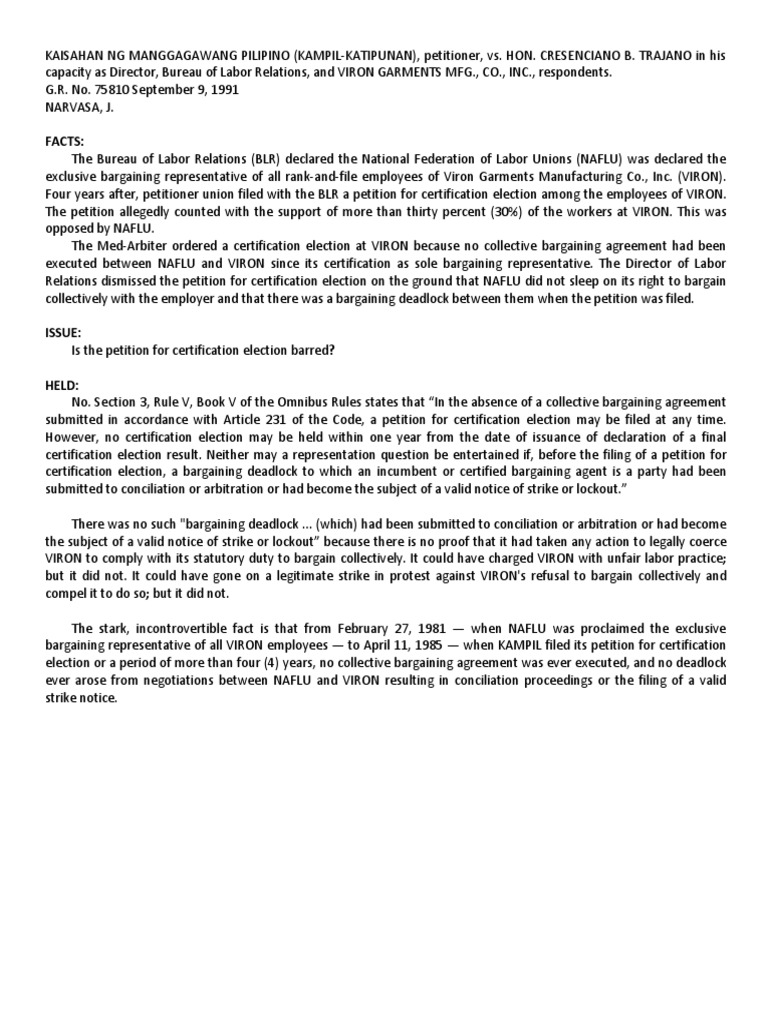 Bargaining Deadlock Requirement for Certification Election PDF