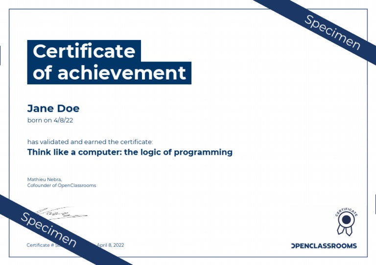 Jane Doe's Programming Certificate | PDF