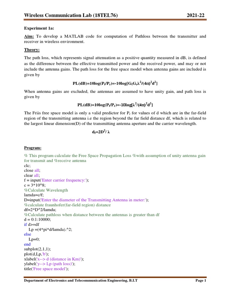 Wireless Communication Lab Manual | PDF | Orthogonal Frequency Division ...