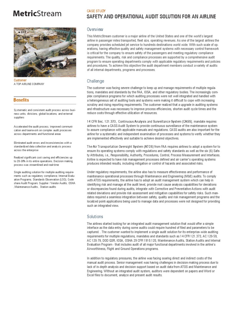 Audit Solution Airline | PDF | Audit | Risk