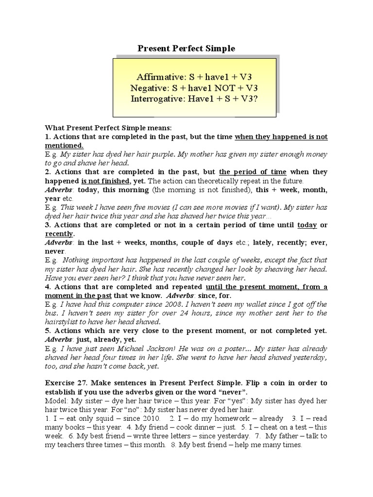 Understanding Present Perfect Simple | PDF