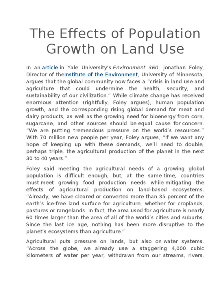 Impact of Population Growth on Agriculture | PDF | Agriculture ...
