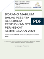 Borang Maklum Balas Peserta Kolokium Pendidikan Stem Peringkat Kebangsaan 2021