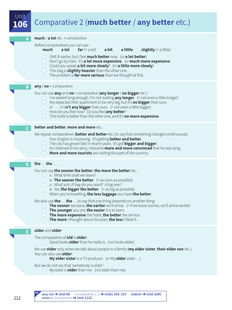 Comparative Grammar: Much Better Usage | PDF | Foreign Language Studies ...