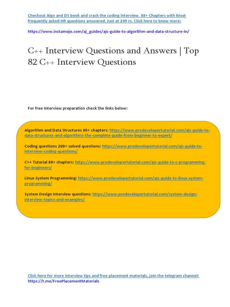 Top C++ Interview Questions & Answers | PDF | Inheritance (Object ...