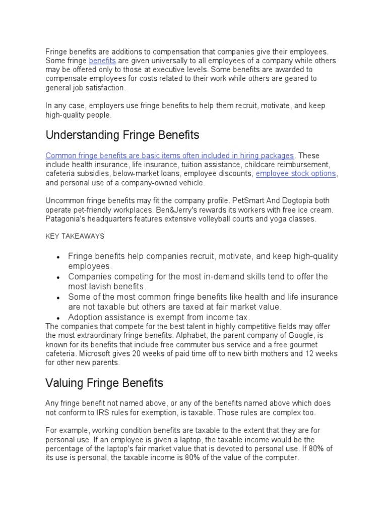 Fringe Benefit | PDF