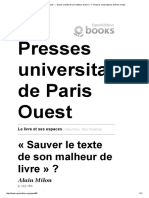 Le livre et ses espaces - « Sauver le texte de son malheur de livre »