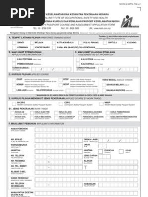Borang Pendaftaran Niosh Safety Passport Pdf