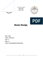 Beam Design: Name: Saqib F.Name: Said Ali Jan Class: 4 Num#: 13 Teacher: Ms Eng Muhmmad Khalid Nasiry