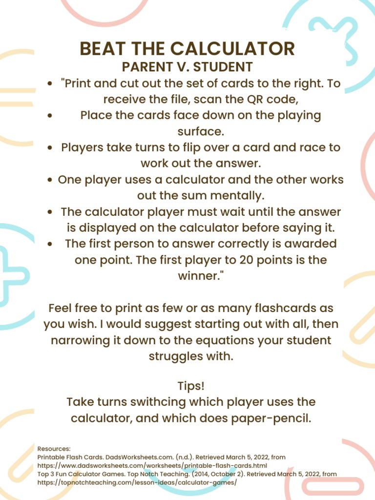Calculators - Parent Activity 1 | PDF
