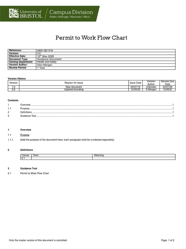 Permit to Work Flow Chart Guide | PDF | Risk | Safety