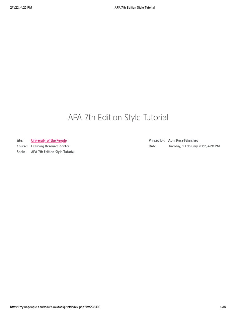 UoPeople APA Style Video Duration | PDF | Apa Style | Written Communication