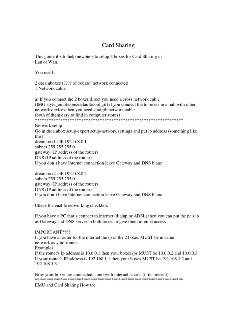 Card Sharing Guide | Download Free PDF | Gateway (Telecommunications ...
