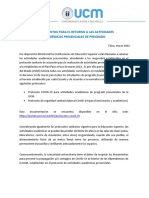 LINEAMIENTOS PARA EL RETORNO SEGURO 2022 - 9 de Marzo