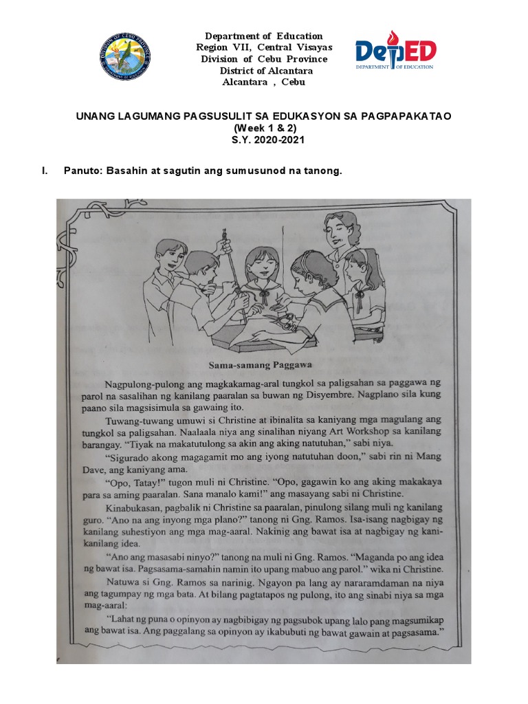 1st Summative Test in ESP 6 2nd Quarter | PDF