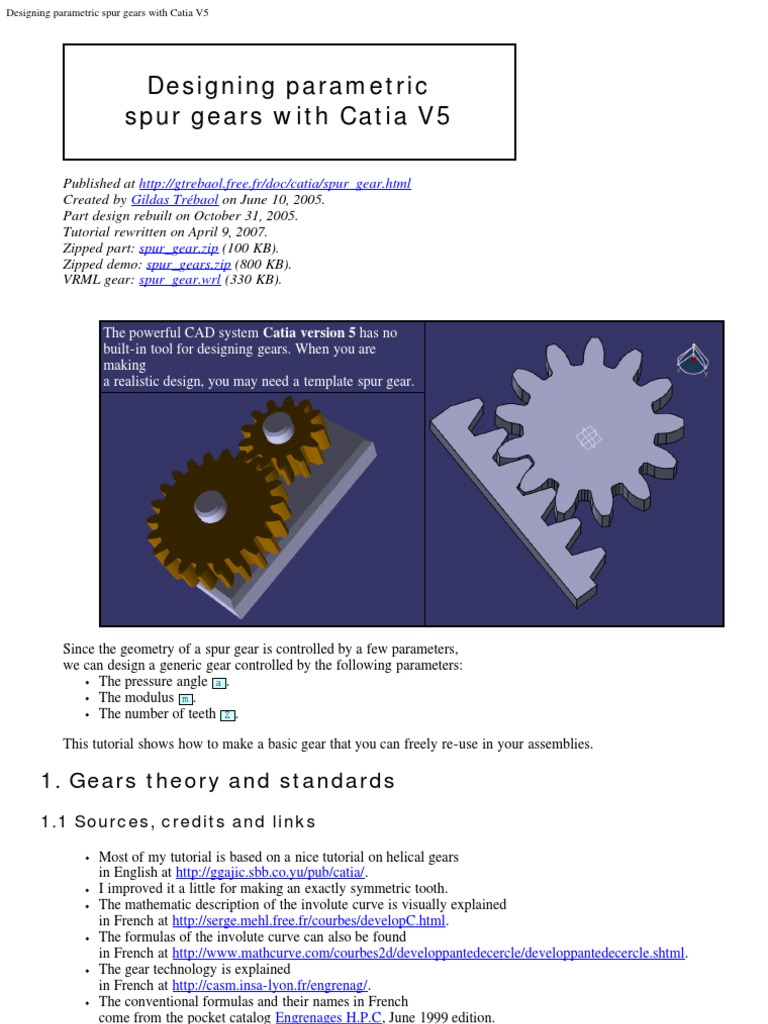 Designing Parametric Spur Gears With Catia V5 PDF Gear Pi