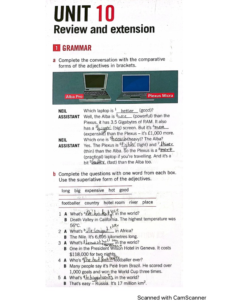 Review and Extension Unit 10 | PDF