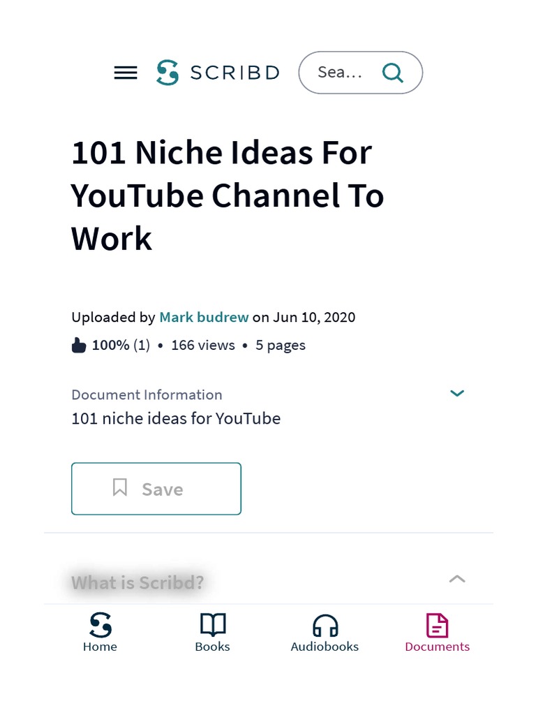 101 Niche Ideas For YouTube Channel To Work - PDF - You Tube - Internet ...