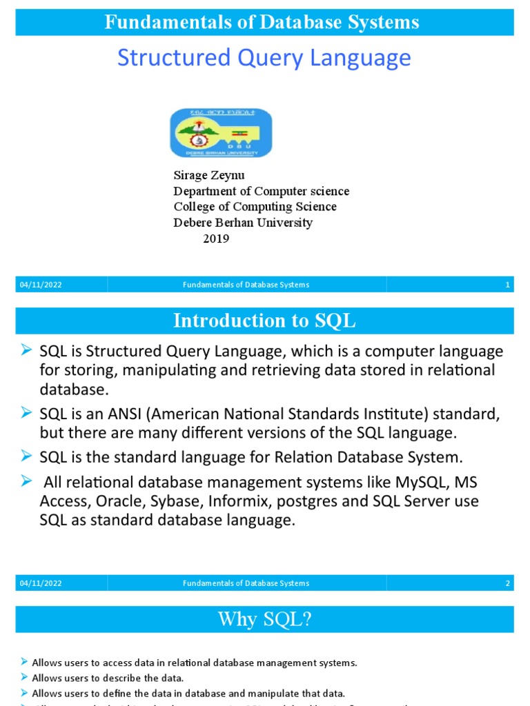 5 Structured Query Language Part 1 | PDF