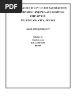 A Comparative Study of Job Satisfaction of Government and Private Hospitals - For MRS - Arora