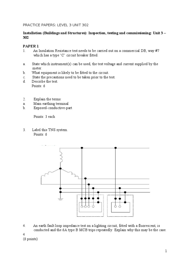 Practice Papers Level 3 Unit 302 All PDF Electrical Wiring