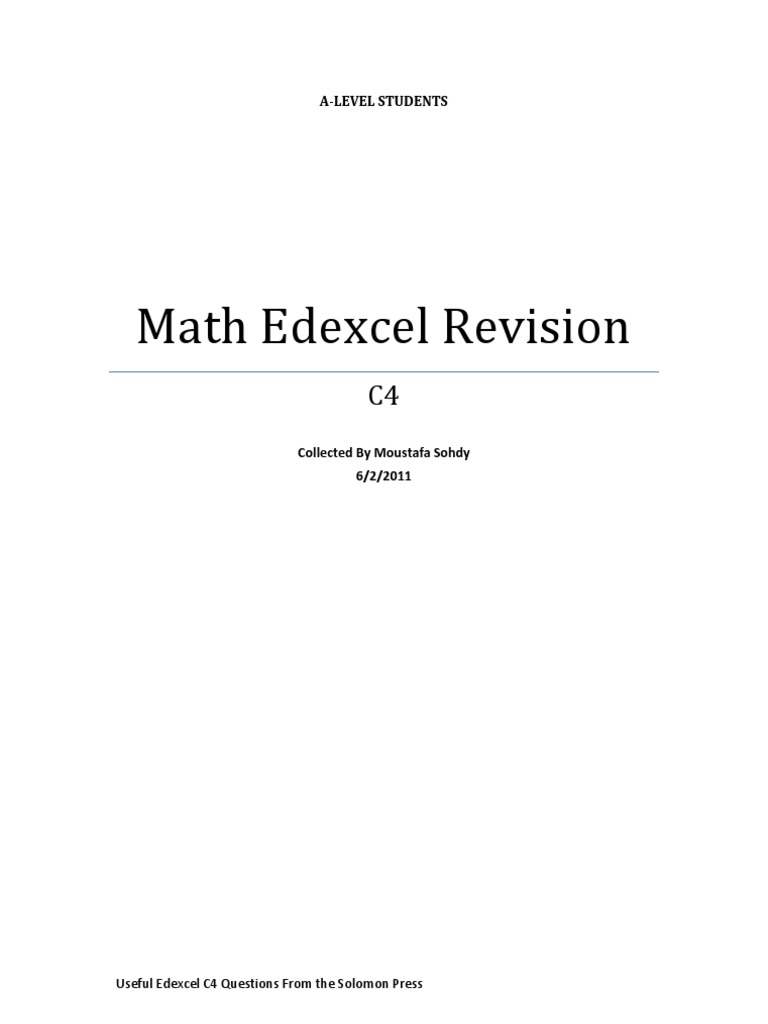 Edexcel C4 Math Revision: Partial Fractions | PDF | Line (Geometry ...