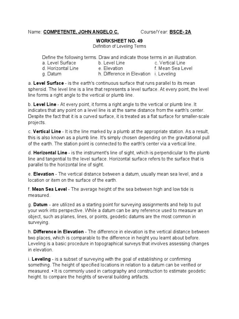 Leveling Terms and Differential Leveling Explained | PDF | Surveying ...