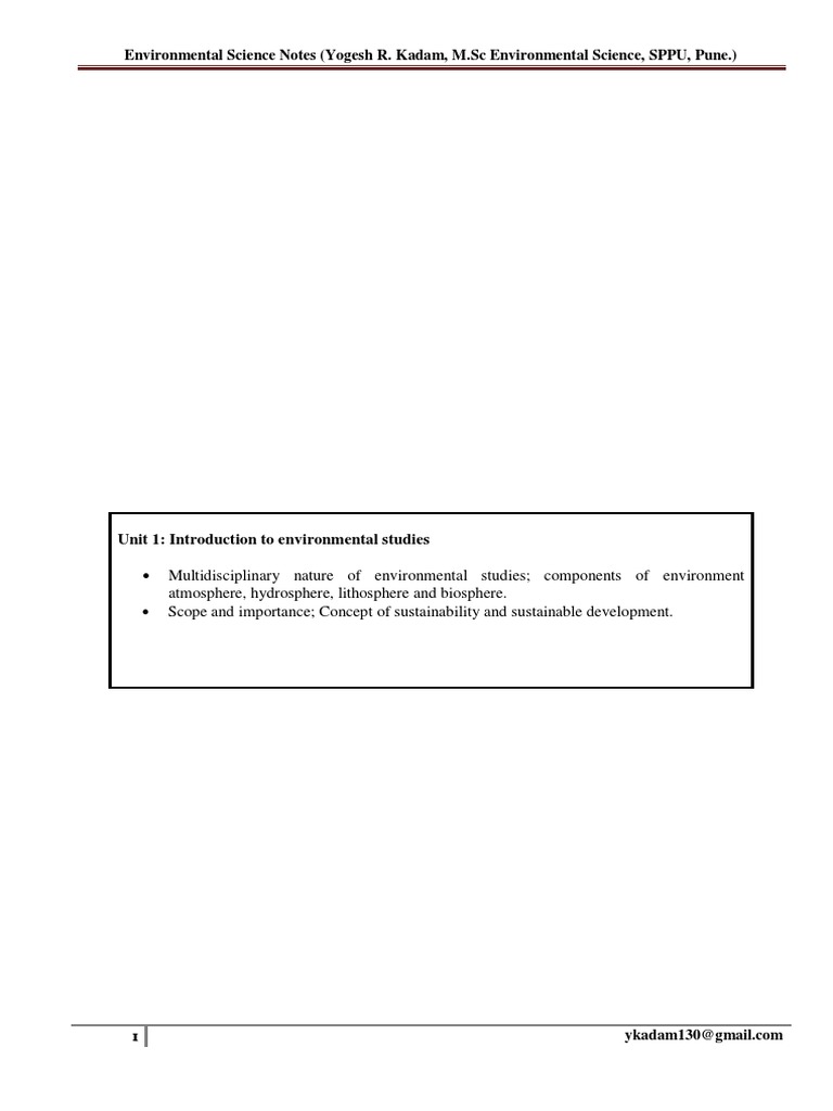 Introduction to Environmental Studies | PDF | Troposphere | Natural ...