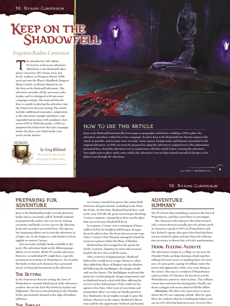 Keep On The Shadowfell – Dungeons & Dragons 4e édition – D&D – Neuf Sous Cello