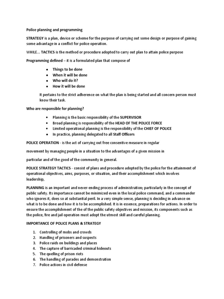 Strategy and Tactics | PDF | Police | Crimes