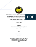 Hubungan Panjang Lengan, Kelentukan Pergelangan Tangan Dengan Hasil Pukulan Pada Pemain Putra Umur 10 - 15 TH Pb. Jupiter Banjarnegara TAHUN 2012