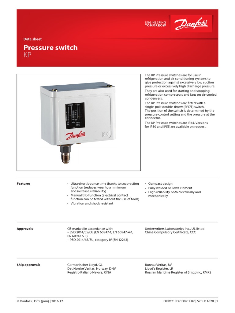 Pressure Switch Data Sheet PDF Switch Fuse (Electrical)