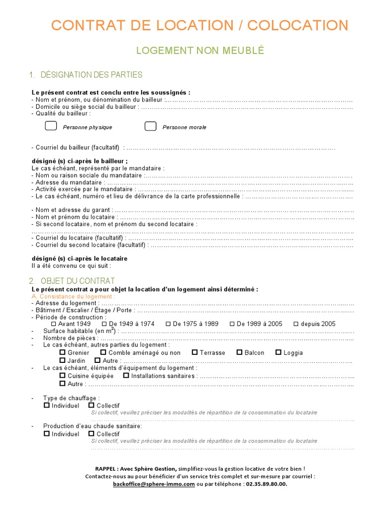 Contrat de Location Non Meuble | PDF