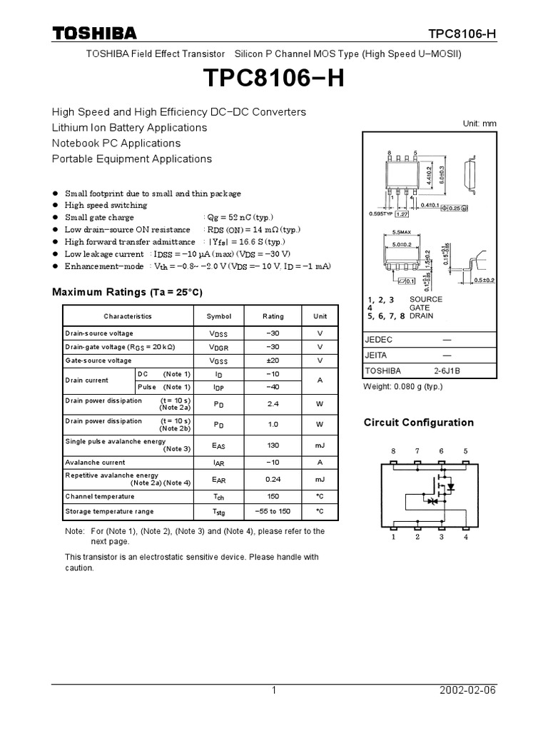 TPC8106 H Datasheet | PDF
