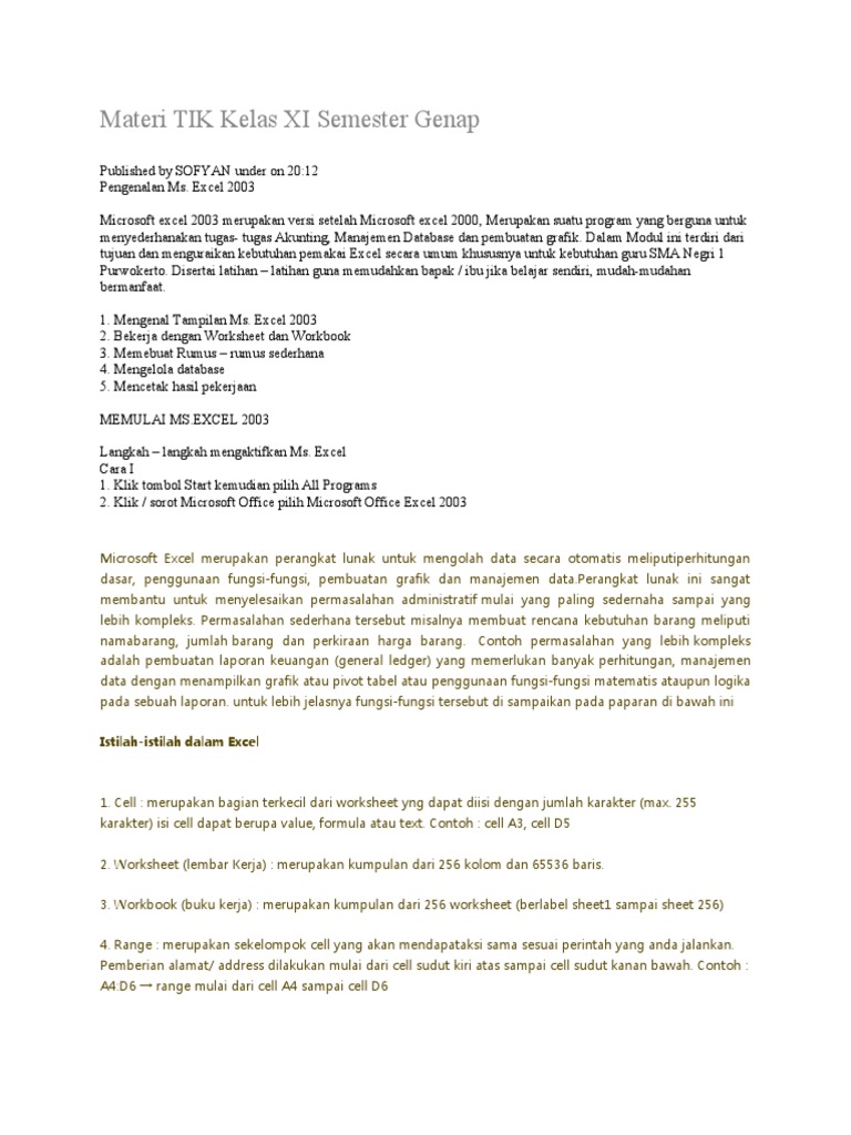 Materi Tik Kelas Xi Semester Genap
