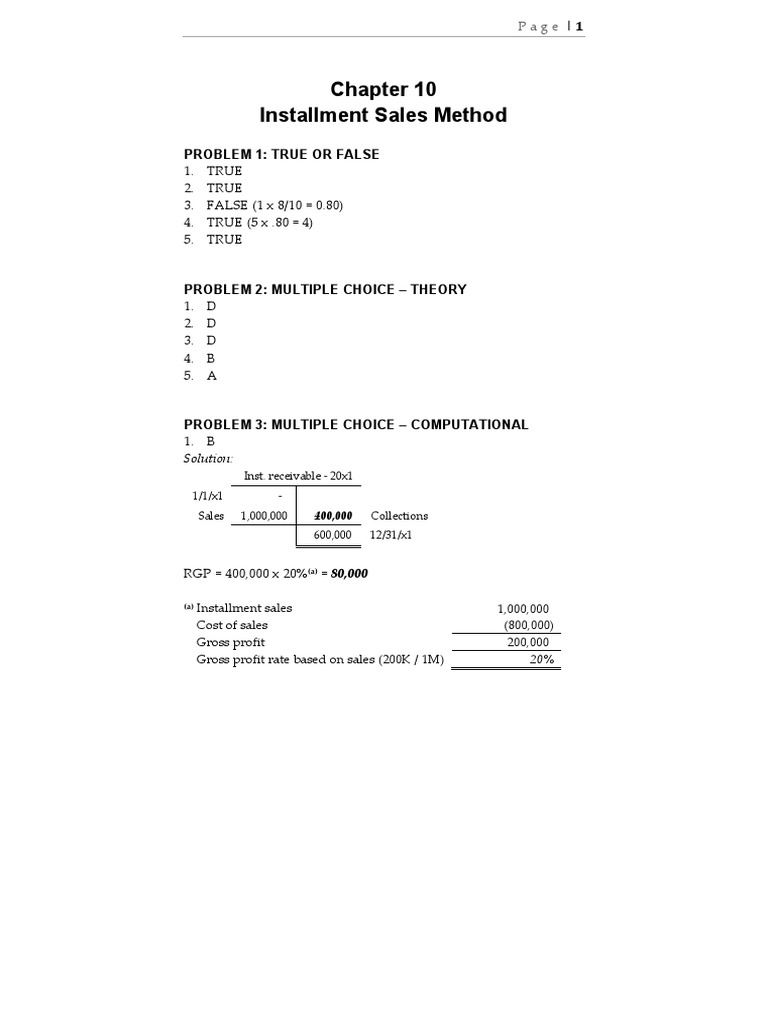 Installment Sales Accounting Insights | PDF