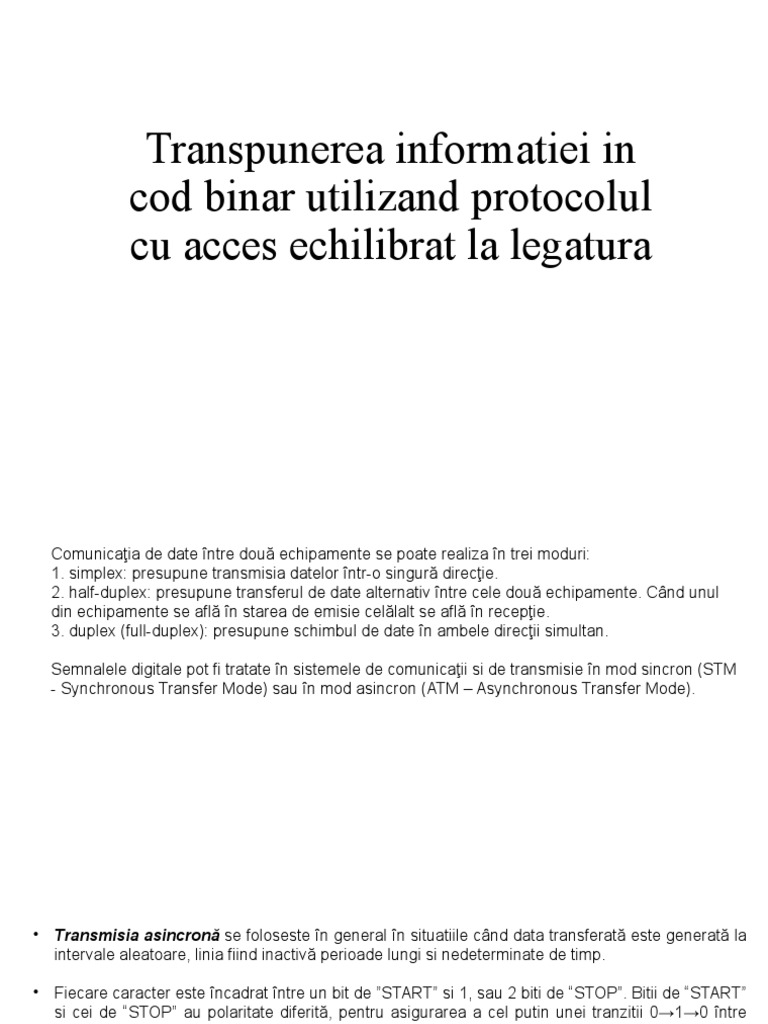 2022 - Transpunerea Informatiei in Cod Binar Utilizand Protocolul HDLC ...