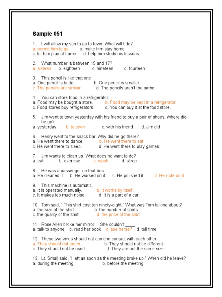 ALCPT Form 130 Sample Questions | PDF | Wright Brothers