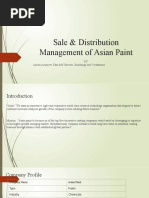 Sale & Distribution Management of Asian Paint: BY Aarohi, Amarjeet, Ekta, MD Waseem, Shubhangi and Vivekanand