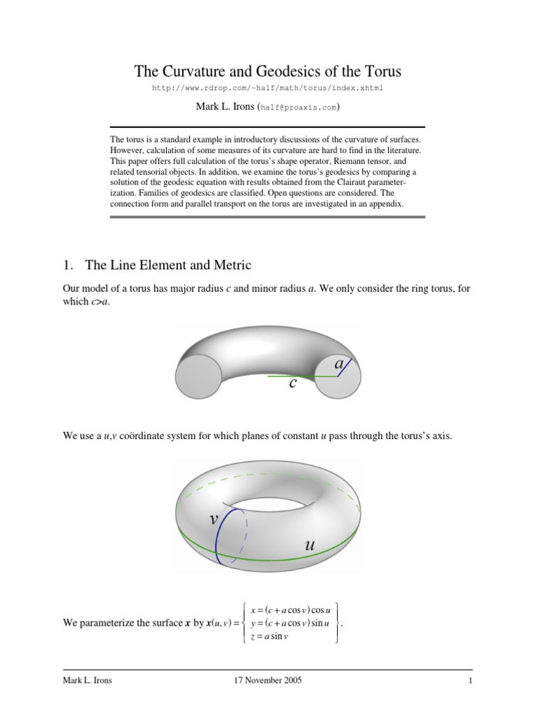The Curvature and Geodesics of The Torus PDF Geometry