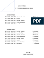 Structura Anului Universitar 2010 - 2011: Semestrul I