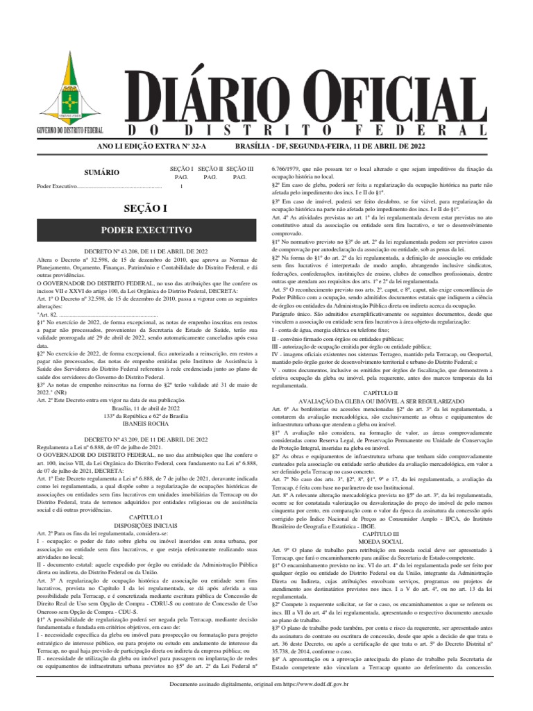 Dodf 032 11-04-2022 Edicao Extra A | PDF