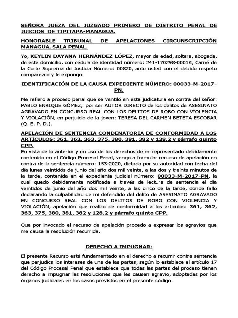 Apelacion de Sentencia Penal-1 | PDF