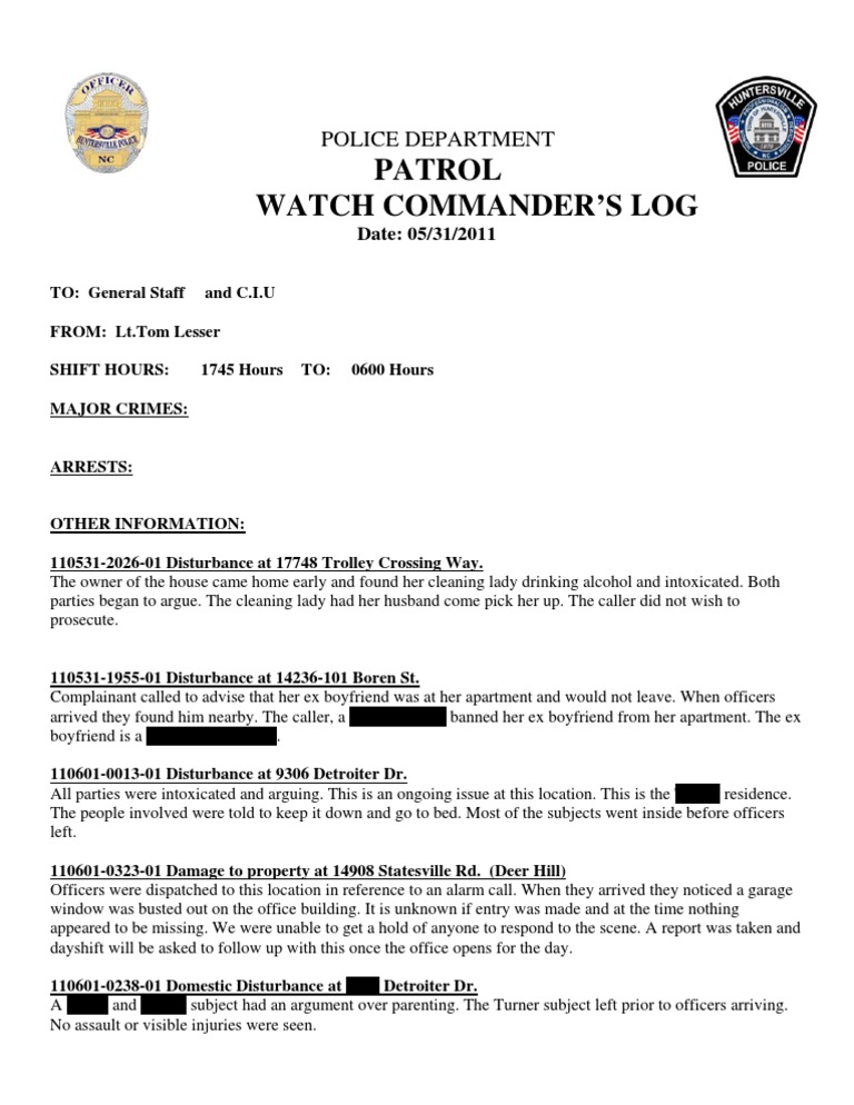Watch Log 5-31-11night | PDF
