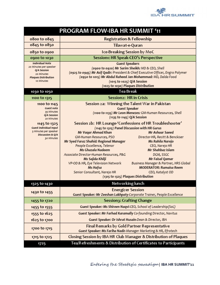 IBA HR Summit 2011 Agenda Overview | PDF | Business